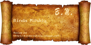 Binda Mihály névjegykártya